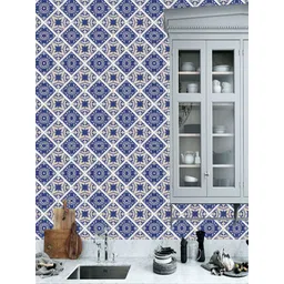 Jaamso Royals Blue & White Printed Self Adhesive 3D Wallpaper-picture-26