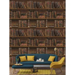 Jaamso Royals Brown Vintage Bookshelf Self Adhesive Wall Sticker-picture-40