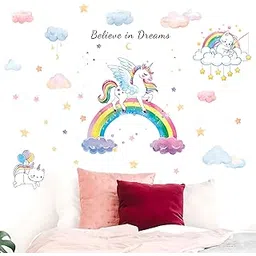 JAAMSO ROYALS Creative Unicorn Rainbow Stickers for Walls of Home, Wall Sticker for Living Room, Wall Stickers for Home, Wall Painting Stickers, Living Room Wall Stickers (60 CM X 90 CM)-picture-26