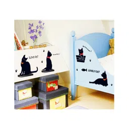 Jaamso Royals Cute Black Playing Cats Self Adhesive Kids Room Decor Wall Sticker-picture-16