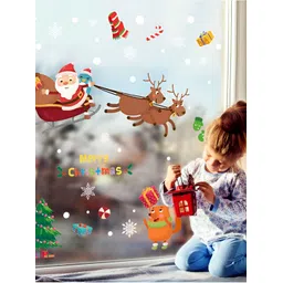 Jaamso Royals Green & Brown Christmas Theme Printed Self-Adhesive Removable Wall Sticker-picture-22