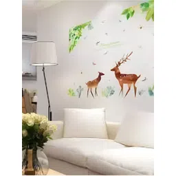 Jaamso Royals Green & Brown Dear Printed Self-Adhesive Removable Wall Sticker-picture-36