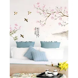 Jaamso Royals Green & Pink Floral Printed Self-Adhesive Removable Wall Sticker-picture-42