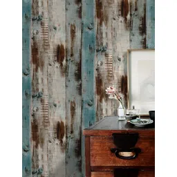 Jaamso Royals Grey & Blue Wooden Design Printed Self-Adhesive & Removable Wall Sticker-picture-20