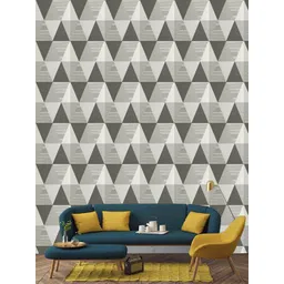 Jaamso Royals Grey Triangle Quilt Printed Self Adhesive Wallpaper-picture-27