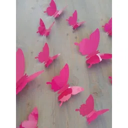 Jaamso Royals Pink 3D Butterflies PVC Removable Wall Stickers-picture-12