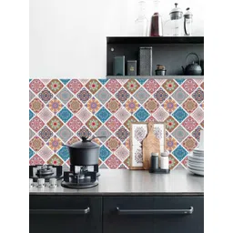 Jaamso Royals Pink & Blue Ethnic Geometric Print PE Foam 3D Self-Adhesive Wallpaper-picture-32