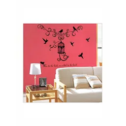 Jaamso Royals Red &  Black Birdcage Printed Self-Adhesive Removable Wall Sticker-picture-20
