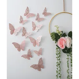 JAAMSO ROYALS Rose Gold Butterfly Self Adhesive Wall Sticker (12 Pcs)-picture-12