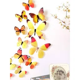 Jaamso Royals Yellow 12 Pieces 3D Butterfly PVC Removable Wall Stickers-picture-20