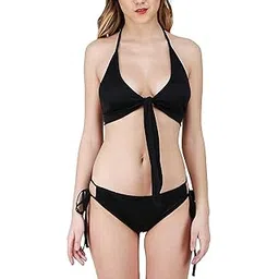jaanshi Women Black Poly Spandex Tie Knot Bikini Set- (Free Size)-picture-19