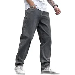 jaar fashion Loose Fit Jeans for Men – Oversized Mid Rise Baggy Denim Pants, Casual Streetwear Relaxed Fit Trousers-picture-43