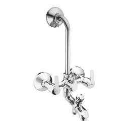Jabra 3 in 1 Wall Mixer With L-Bend Aqua Series Brass Chrome Finish Wall Mount Silver-picture-26