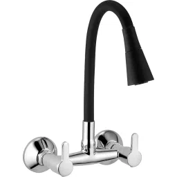 Jabra Dual Flow Sink Mixer Prime Series Brass Chrome Finish Wall Mount Black-image-13