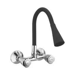 Jabra Dual Flow Sink Mixer Sleek Series Brass Chrome Finish Wall Mount Black-image-16