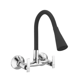 Jabra Dual Flow Sink Mixer Soft Series Brass Chrome Finish Wall Mount Black-image-15