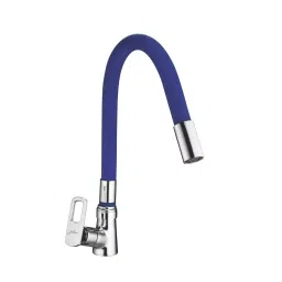 Jabra Single Flow Sink Cock Apolo Series Brass Chrome Finish Deck Mount Blue & Silver-picture-21