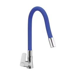 Jabra Single Flow Sink Cock Aqua Series Brass Chrome Finish Deck Mount Blue image 1