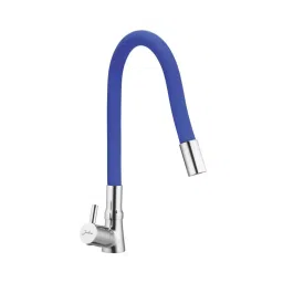Jabra Single Flow Sink Cock Flora Series Brass Chrome Finish Deck Mount Blue-picture-13