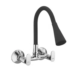 Jabra Single Flow Sink Mixer Leaf Series Brass Chrome Finish Wall Mount Black-picture-32