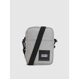 Grey Men Sling Bag Brand Logo Print-image-36