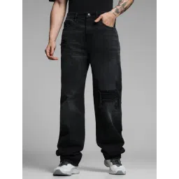 Jack & Jones Black Cotton Loose fit Denim Jeans-image-21
