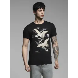 Jack & Jones Black Cotton Slim Fit Printed T-Shirt-picture-33