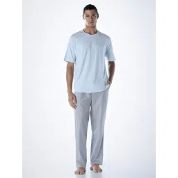 Jack & Jones Blue Cotton Regular Fit Checks Nightwear Set-picture-36