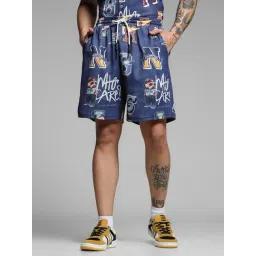 Jack & Jones Blue Cotton Regular fit Print Shorts-picture-34