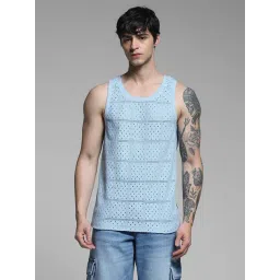 Jack & Jones Blue Cotton Regular Fit Textured Vest-picture-38