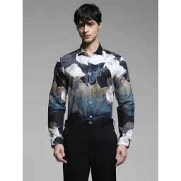 Jack & Jones Blue Slim Fit Floral Print Shirt-picture-14