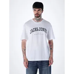 Jack & Jones Bright White Cotton Regular Fit Logo Printed T-Shirt-picture-43