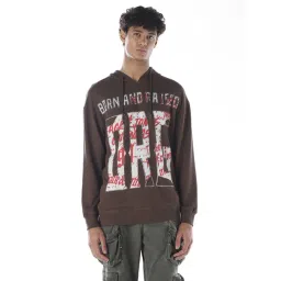 Jack & Jones Brown Cotton Oversized Printed Hoodie-picture-31