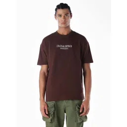 Jack & Jones Brown Cotton Oversized Printed T-Shirt-picture-37