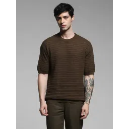 Jack & Jones Brown Cotton Oversized Textured T-Shirt-picture-35
