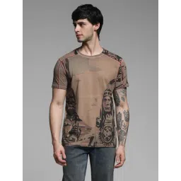 Jack & Jones Brown Cotton Regular Fit Printed T-Shirts-picture-30