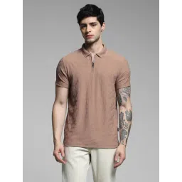 Jack & Jones Brown Cotton Regular Fit Texture Polo T-Shirt-picture-33