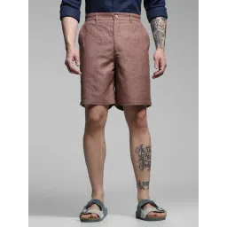Jack & Jones Brown Cotton Regular Fit Textured Shorts-picture-25