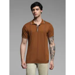 Jack & Jones Brown Cotton Slim Fit Striped Polo T-Shirts-picture-26