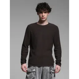 Jack & Jones Brown Cotton Slim Fit Texture Pullover-picture-10