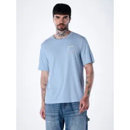 Jack & Jones Chambray Blue Cotton Regular Fit Printed T-Shirt-picture-19