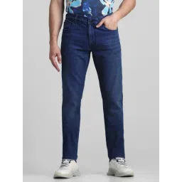 Jack & Jones Dark Blue Denim Cotton Slim Fit Jeans-picture-42