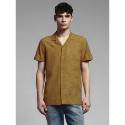 Jack & Jones Golden Brown Cotton Comfort Fit Self Pattern Shirt-picture-19