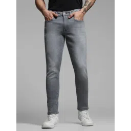 Jack & Jones Grey Denim Cotton Cropped Denim Jeans-picture-46