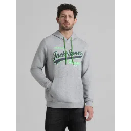 Jack & Jones Grey Melange Regular Fit Printed Hooded Sweatshirt-picture-28