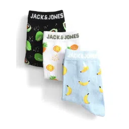 Jack & Jones Jet Black Cotton Printed Regular Socks - Pair of 3-picture-37