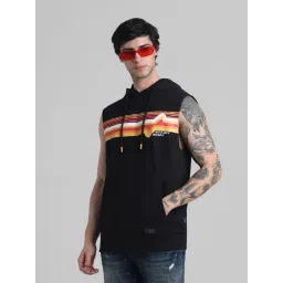 Jack & Jones Jet Black Cotton Regular Fit Printed Hooded Sweatshirt-picture-14