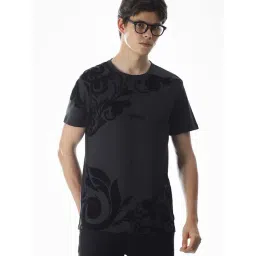 Jack & Jones Jet Black Cotton Regular Fit Printed T-Shirt-picture-22