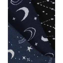 Jack & Jones Majolica Blue Cotton Printed Ankle Length Socks - Pair of 3 image 2