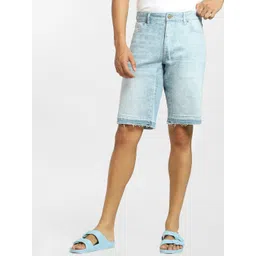 Jack & Jones Men Blue Washed Low-Rise Shorts-picture-11